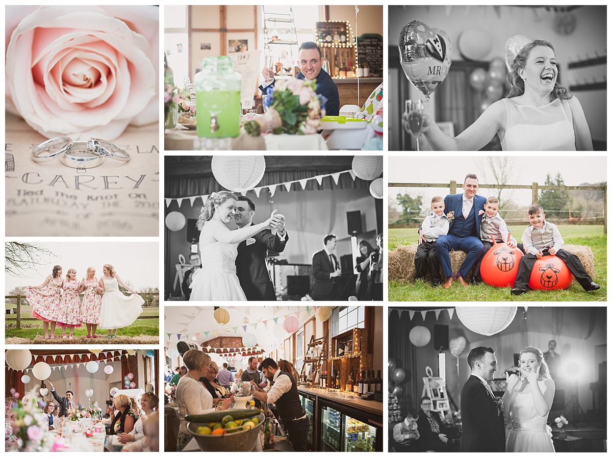 Photographs of reception at Emery Down Village Hall Wedding