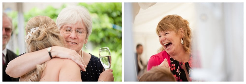 Wedding guests laughing at Balmer Lawn Reception
