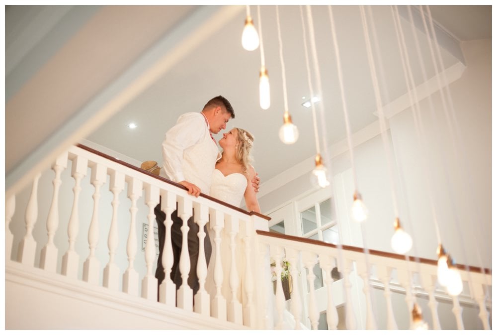 Bride and Groom by lights at Balmer Lawn Hotel