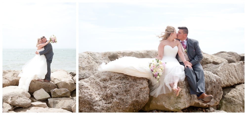 Bride and groom at Highcliffe Beach