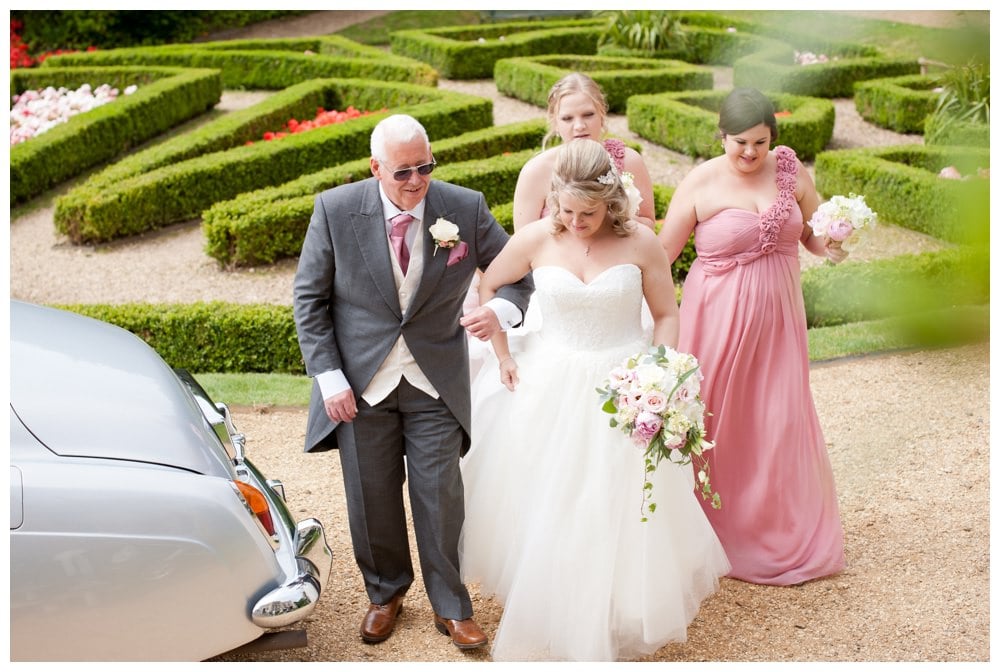 Bride and Father arriving at Highcliffe Castle