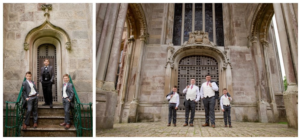 Photographs of Groom, Best Man and Ushers at Highcliffe Castle