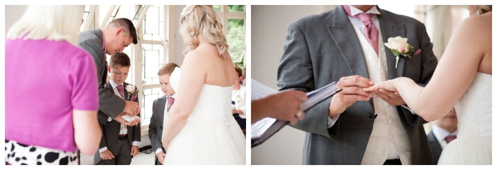 Ring bearers during vows at Highcliffe Castle Wedding