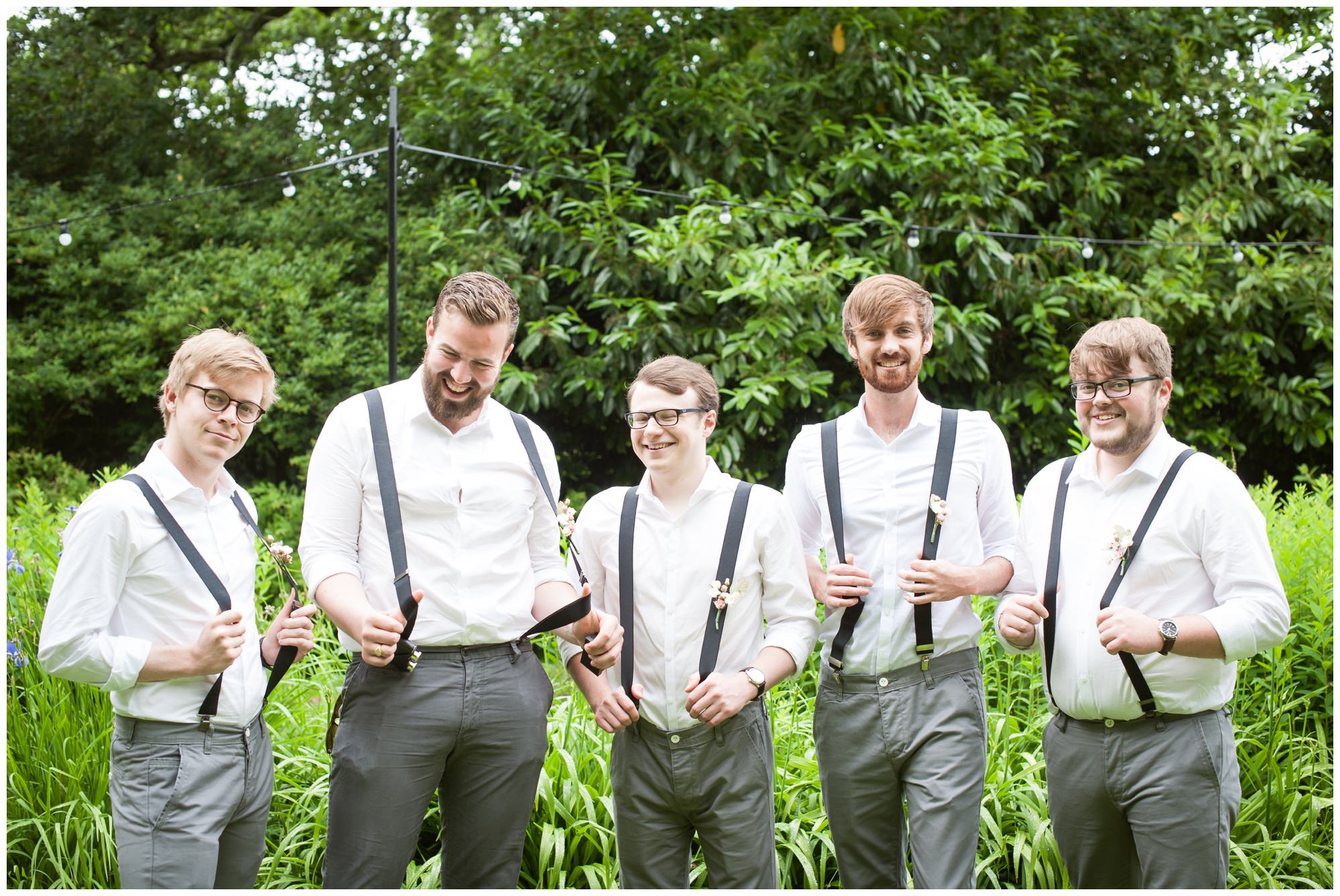 Groomsmen with braces at The Old Vicarage
