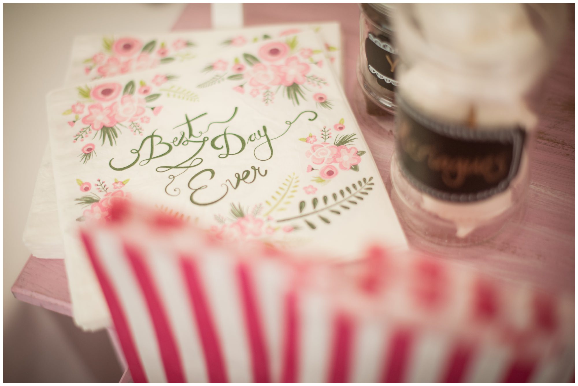 Pink and sage wedding decor