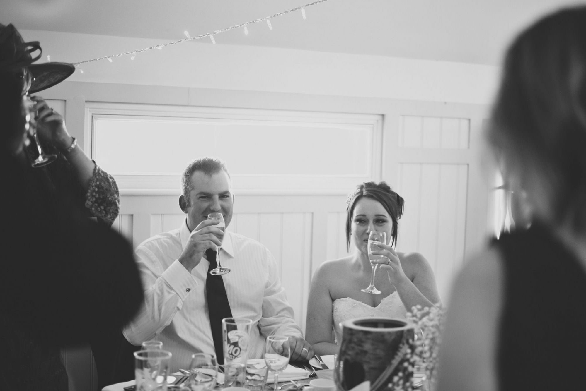 Bride and Groom during speeches at Kings Arms Hotel