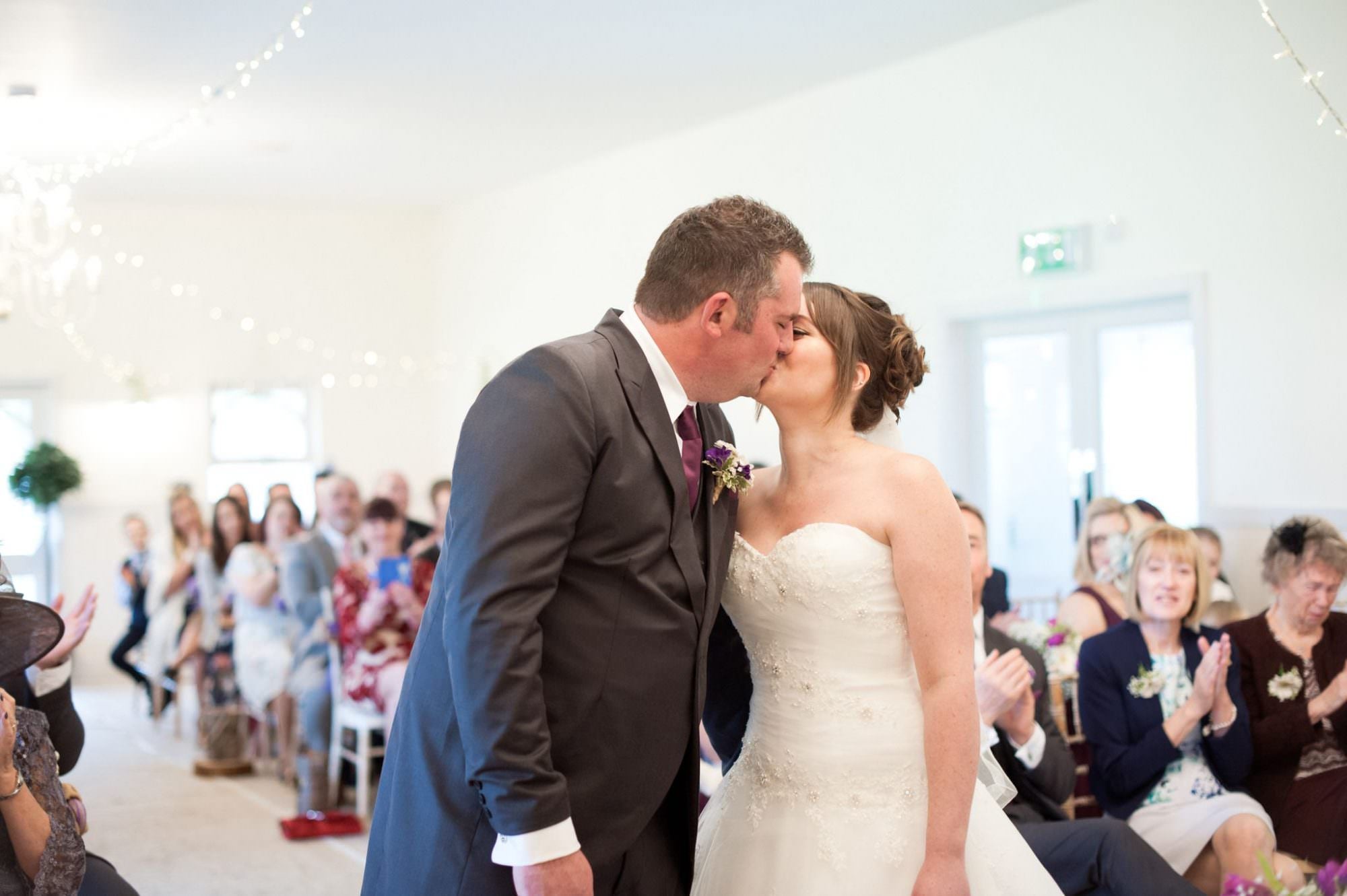 First Kiss at Kings Arms Hotel Wedding