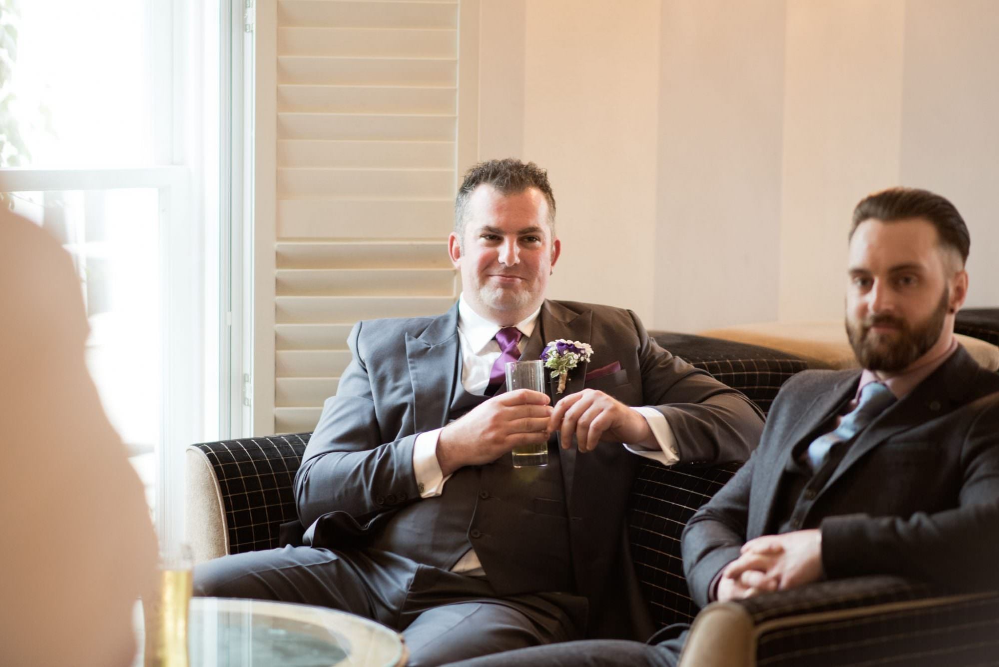 Groom in the bar at Kings Arms Wedding