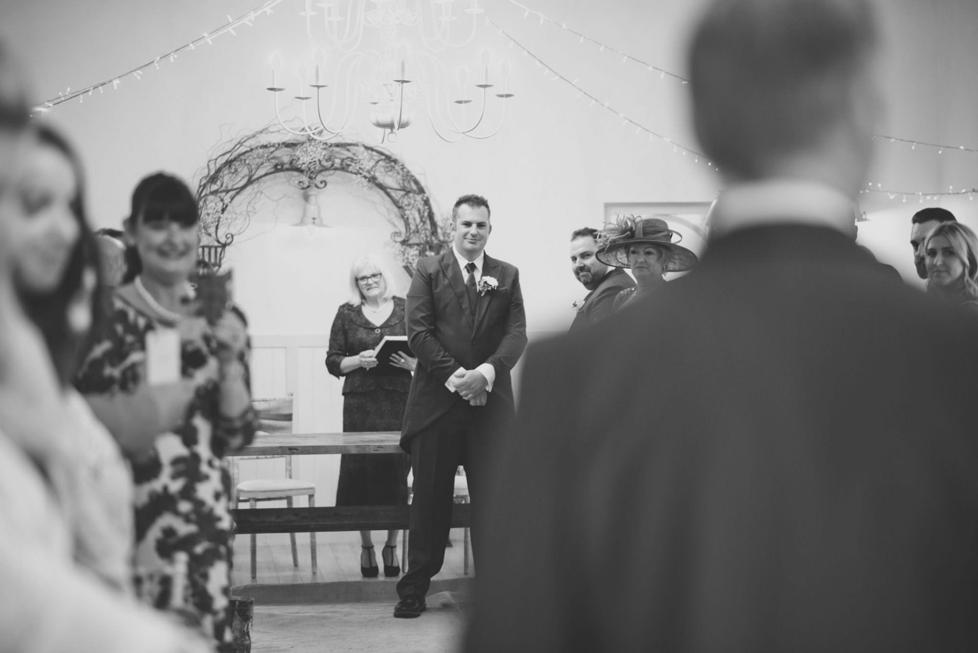 Groom's reaction at Kings Arms Hotel Wedding
