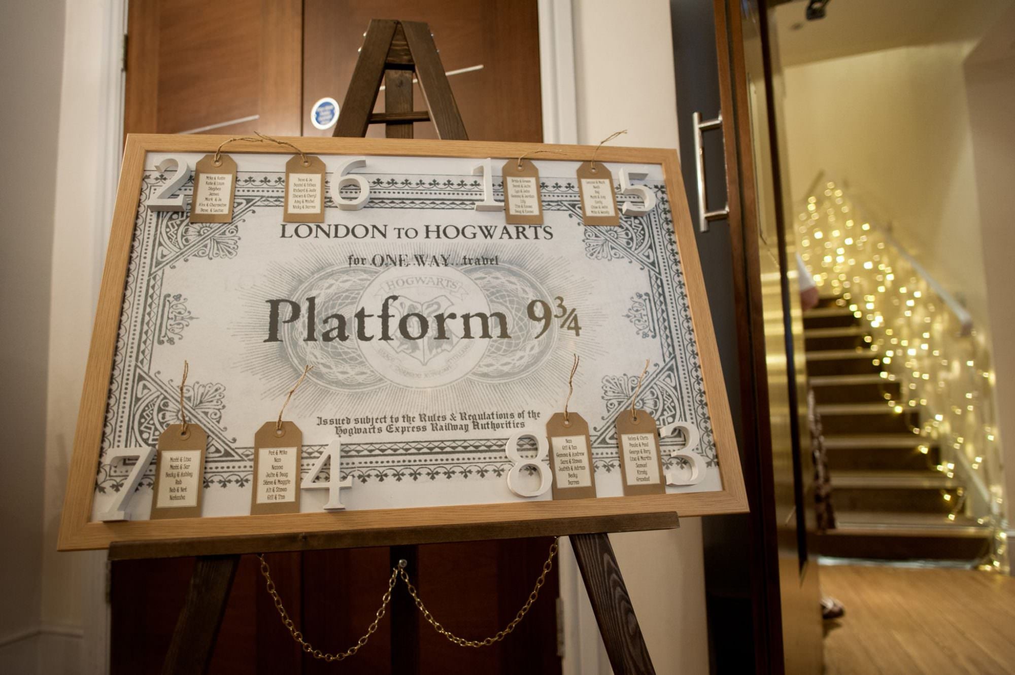 Harry Potter Table Plan at Kings Arms Hotel Wedding