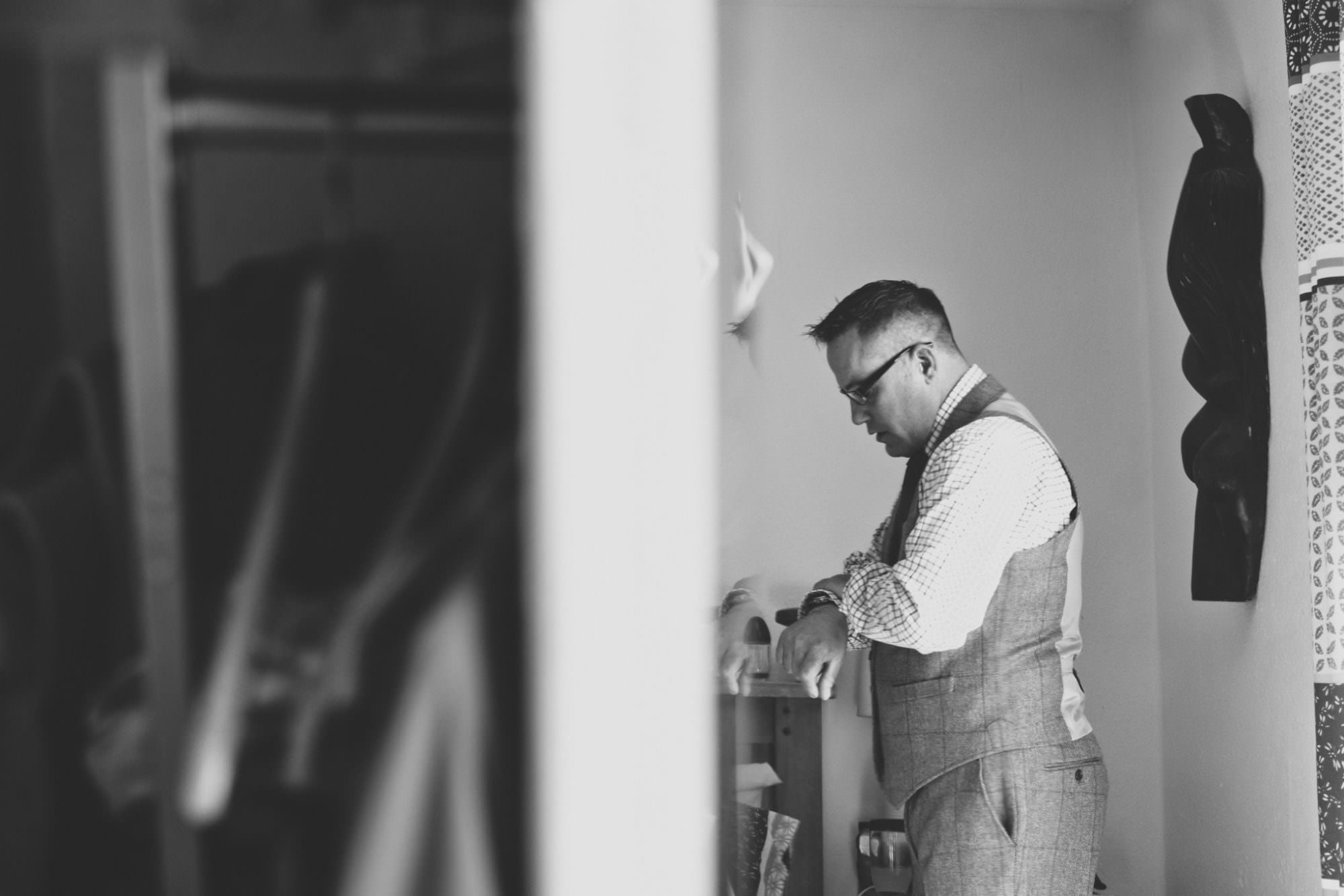 Photo of Groom before Hampshire Wedding
