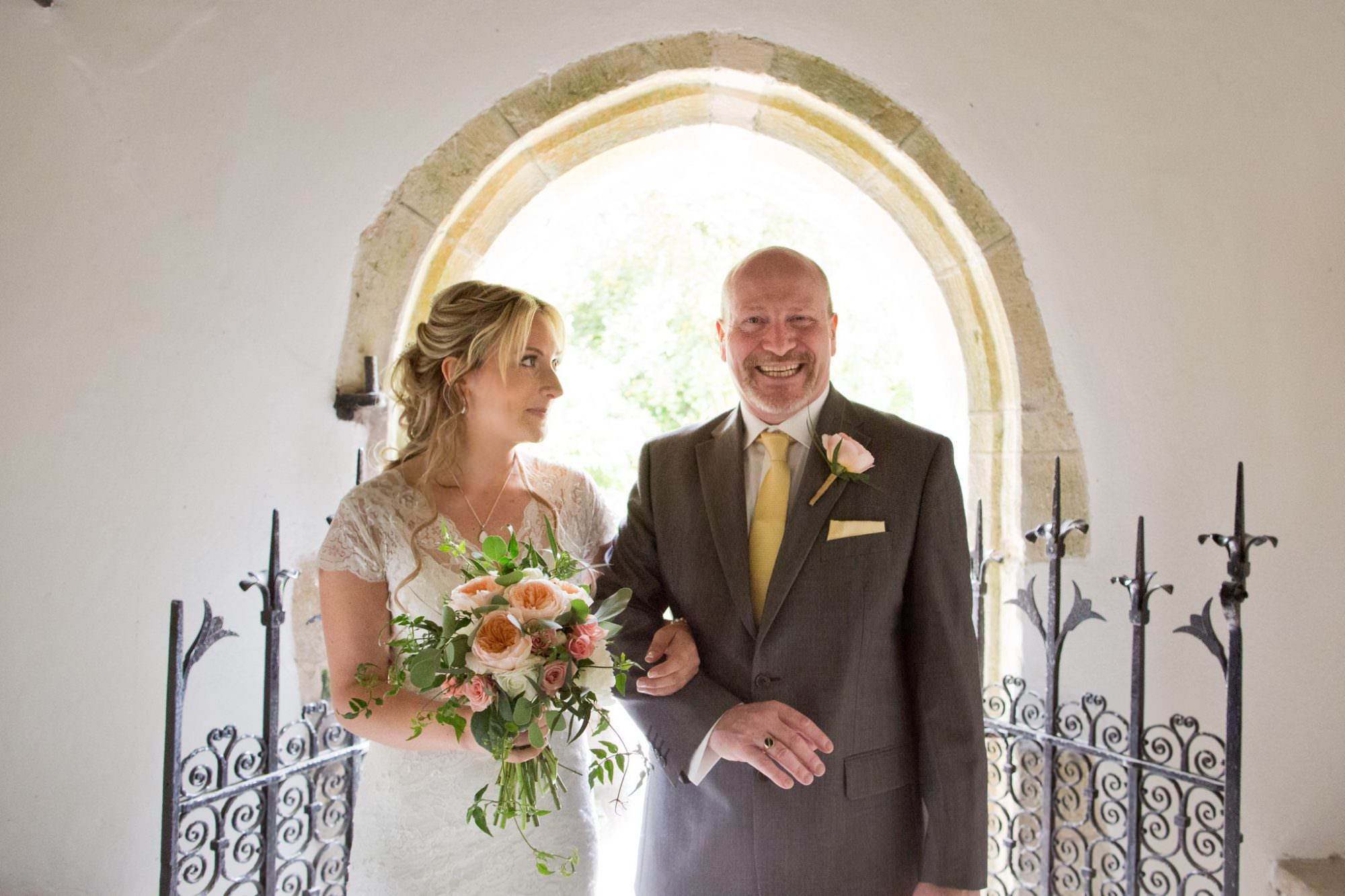 Bride at Sopley Church on Wedding Day