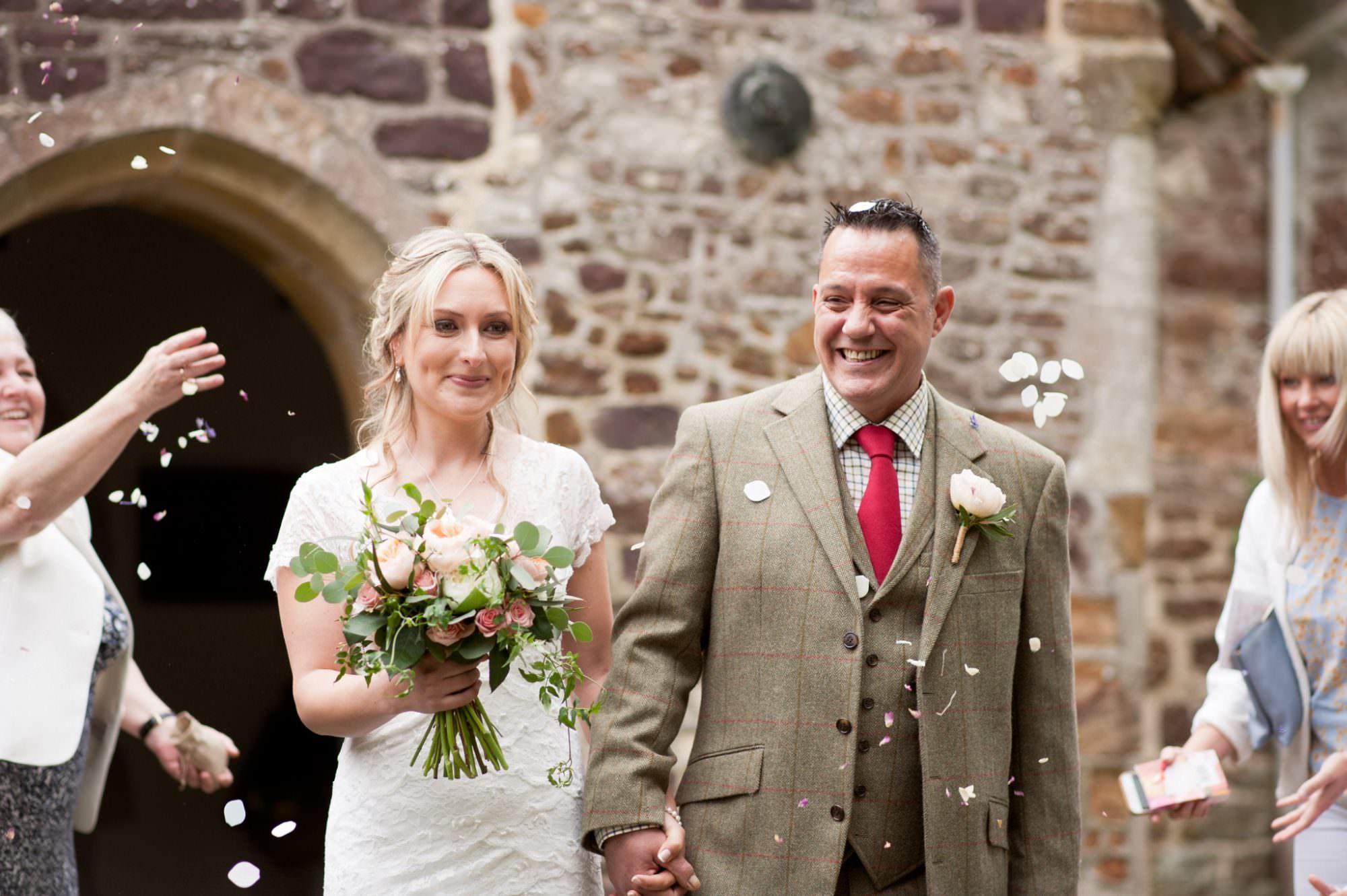 Photography of confetti exit from Sopley Church