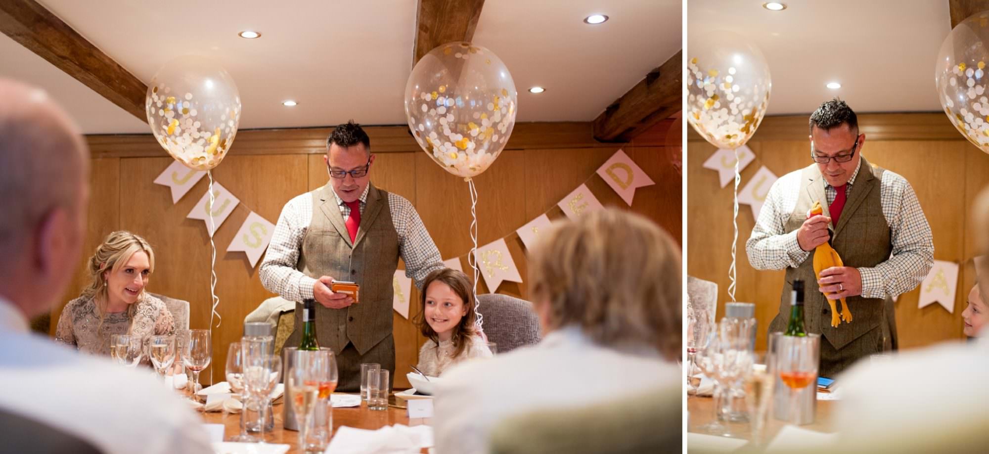 photograph of wedding speeches at Gordleton Mil