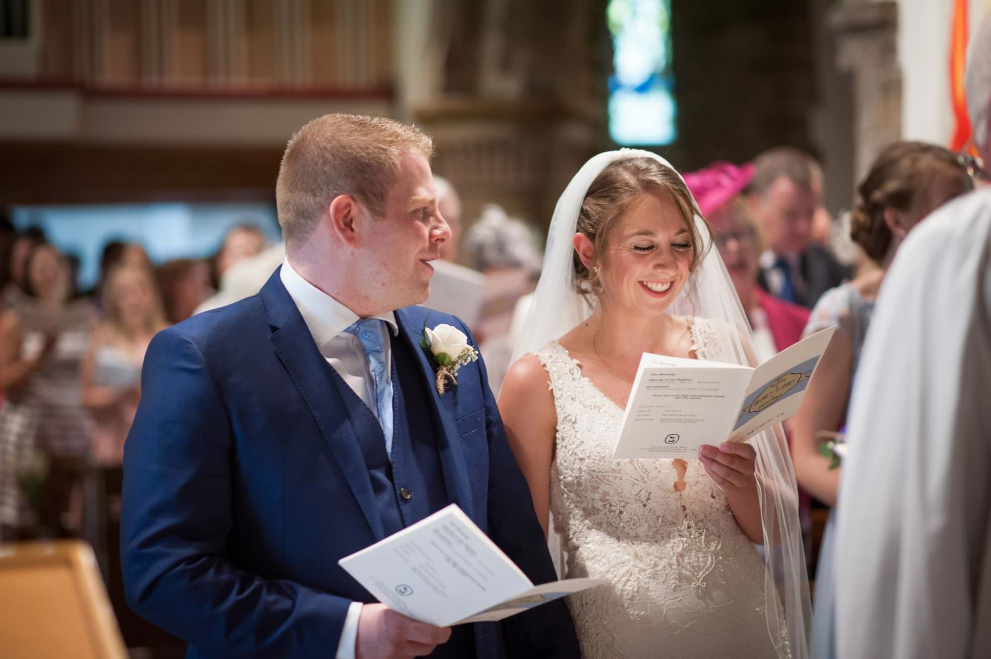 Bride and Groom at Canford magna church wedding