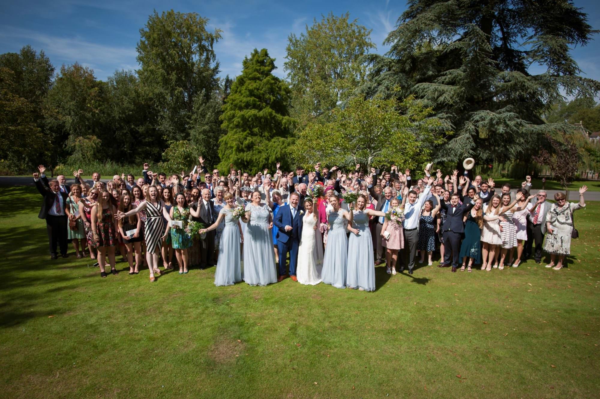 Group photograph at Canford magna church wedding