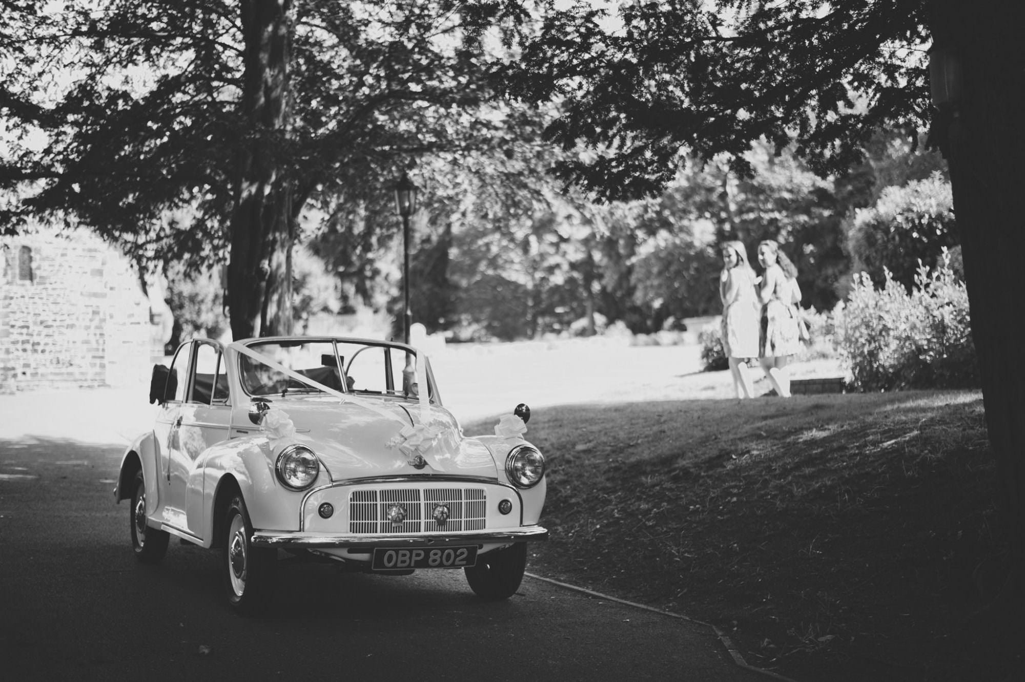 Wedding car at Canford magna church