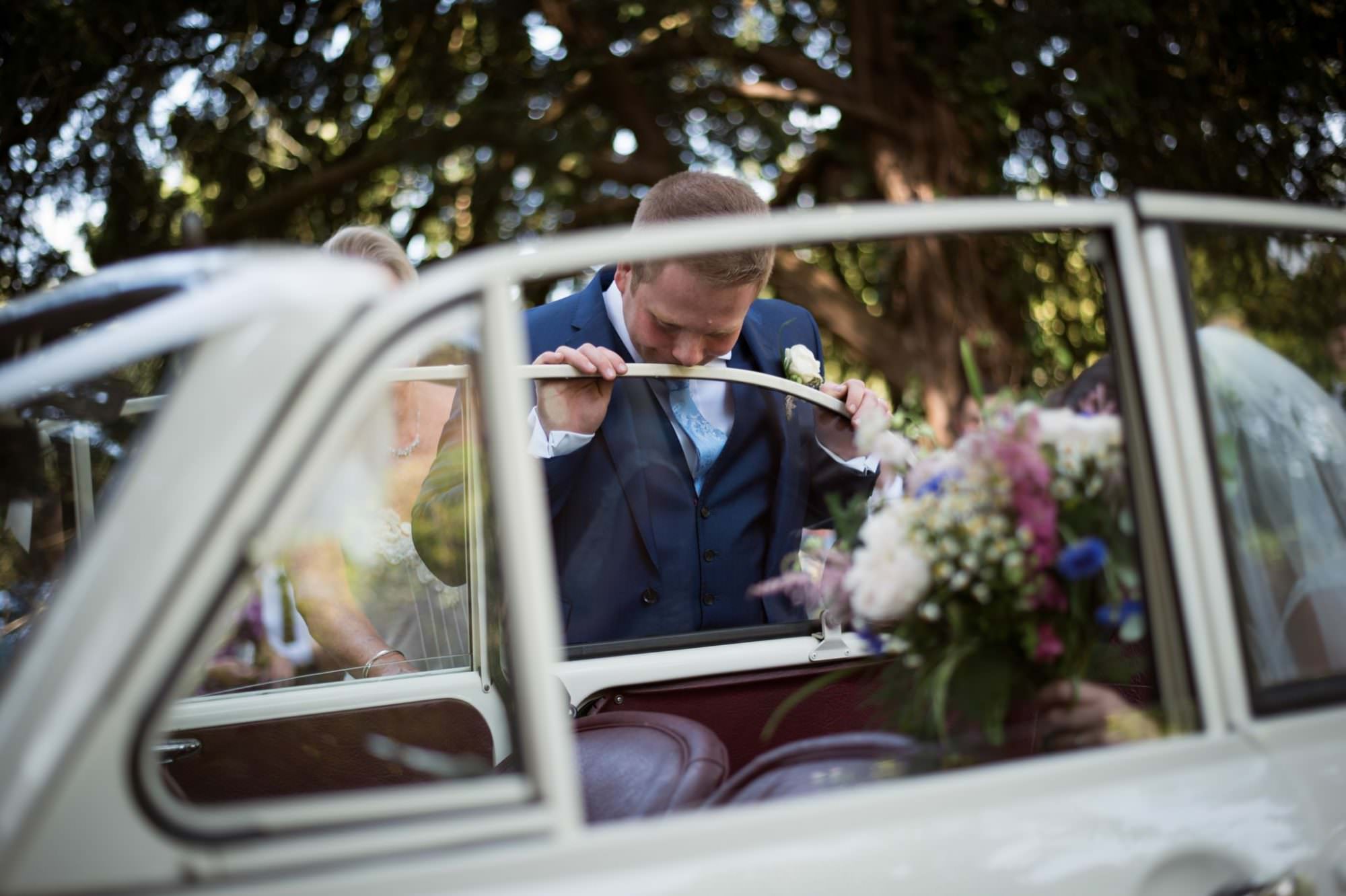 Morris Minor at Dorset Wedding
