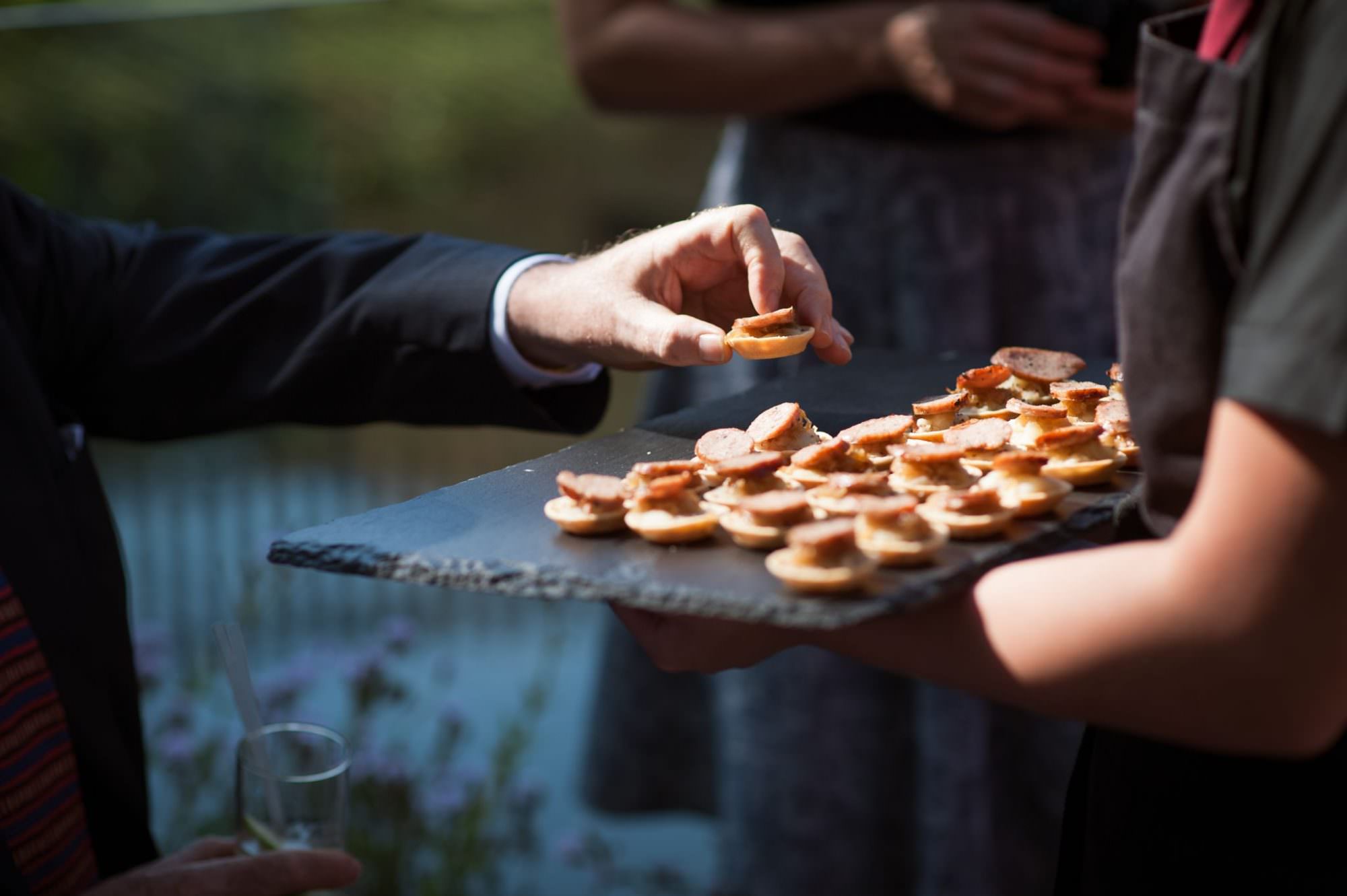 Canapes and catering at Sopley Mill dorset wedding venue