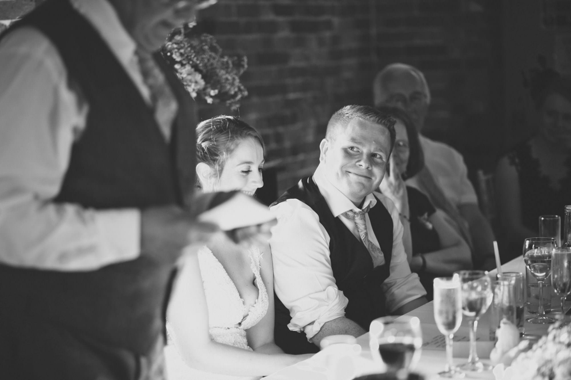 Sopley groom during speeches at Dorset Wedding