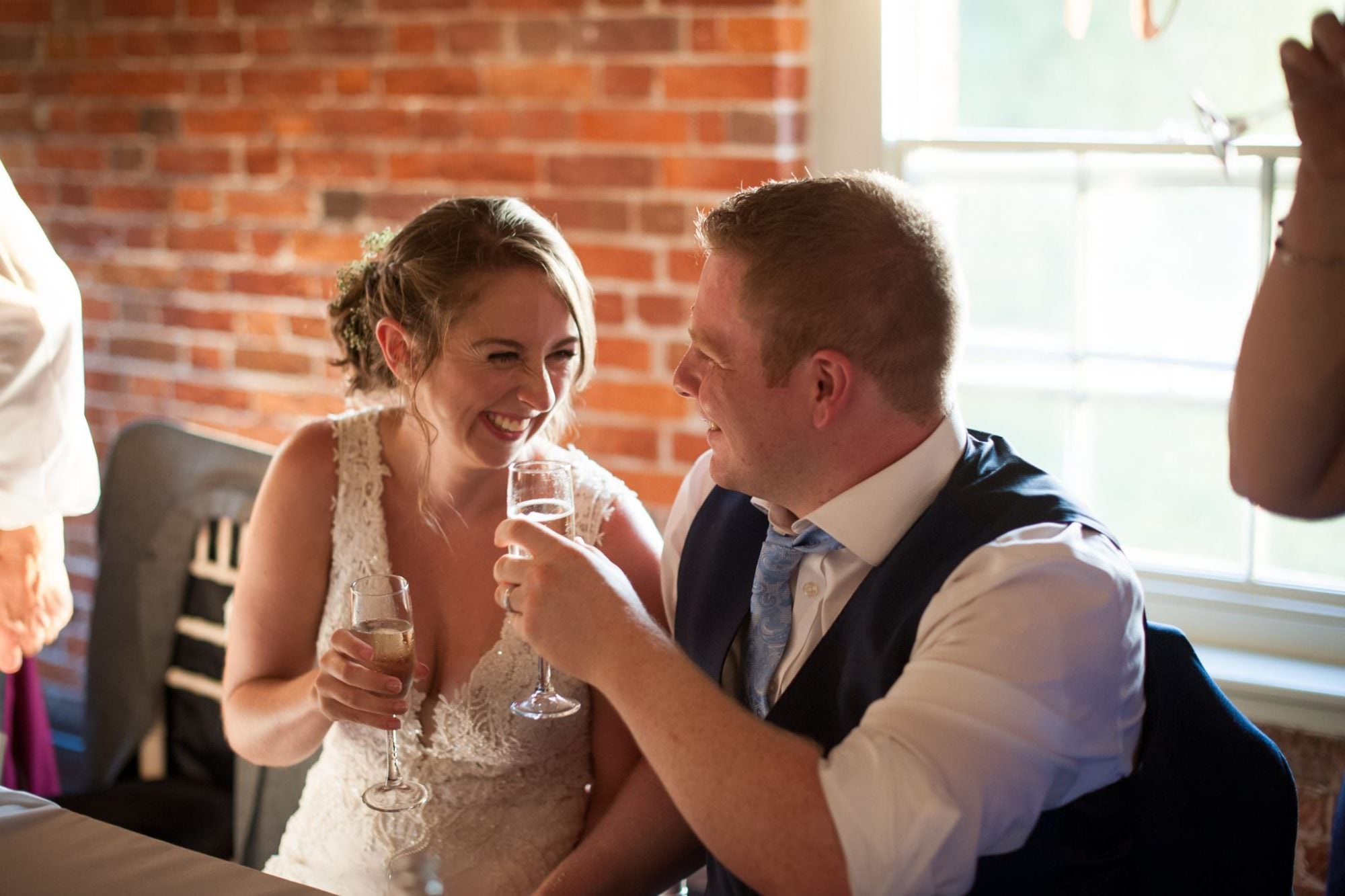 Happy couple married at Canford Magna Church