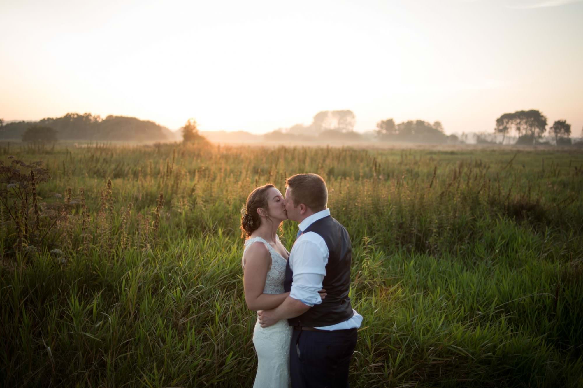 Golden hour wedding photography at Sopley Mill