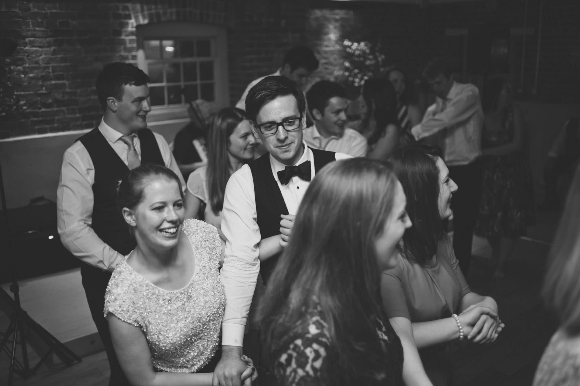 Group dancing at Sopley Mill wedding