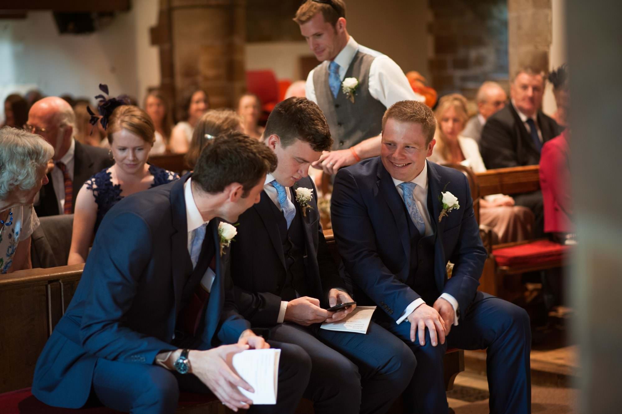 Groom at Canford magna church wedding in dorset