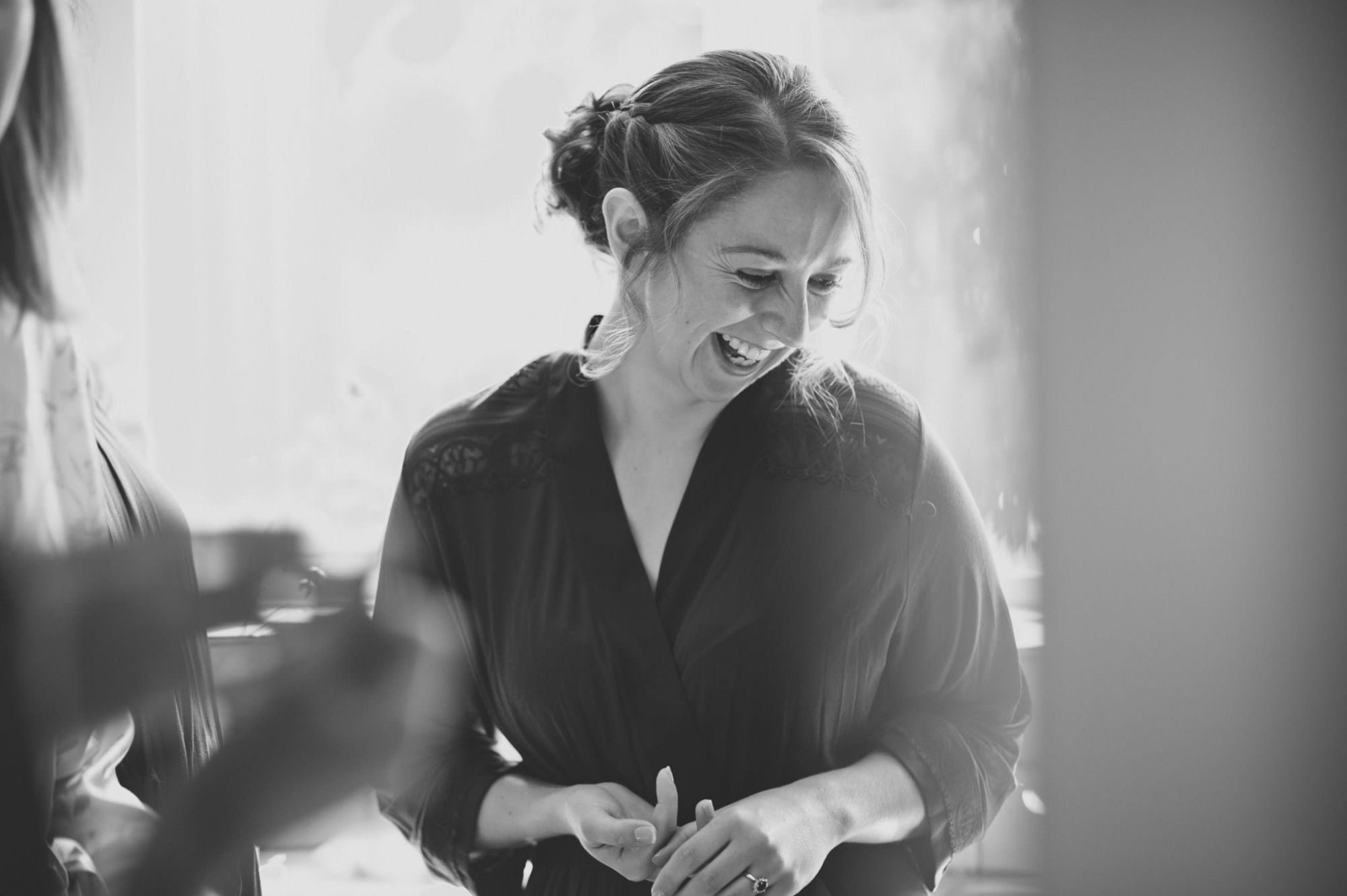 Excited Bride for Canford Magna Church Wedding