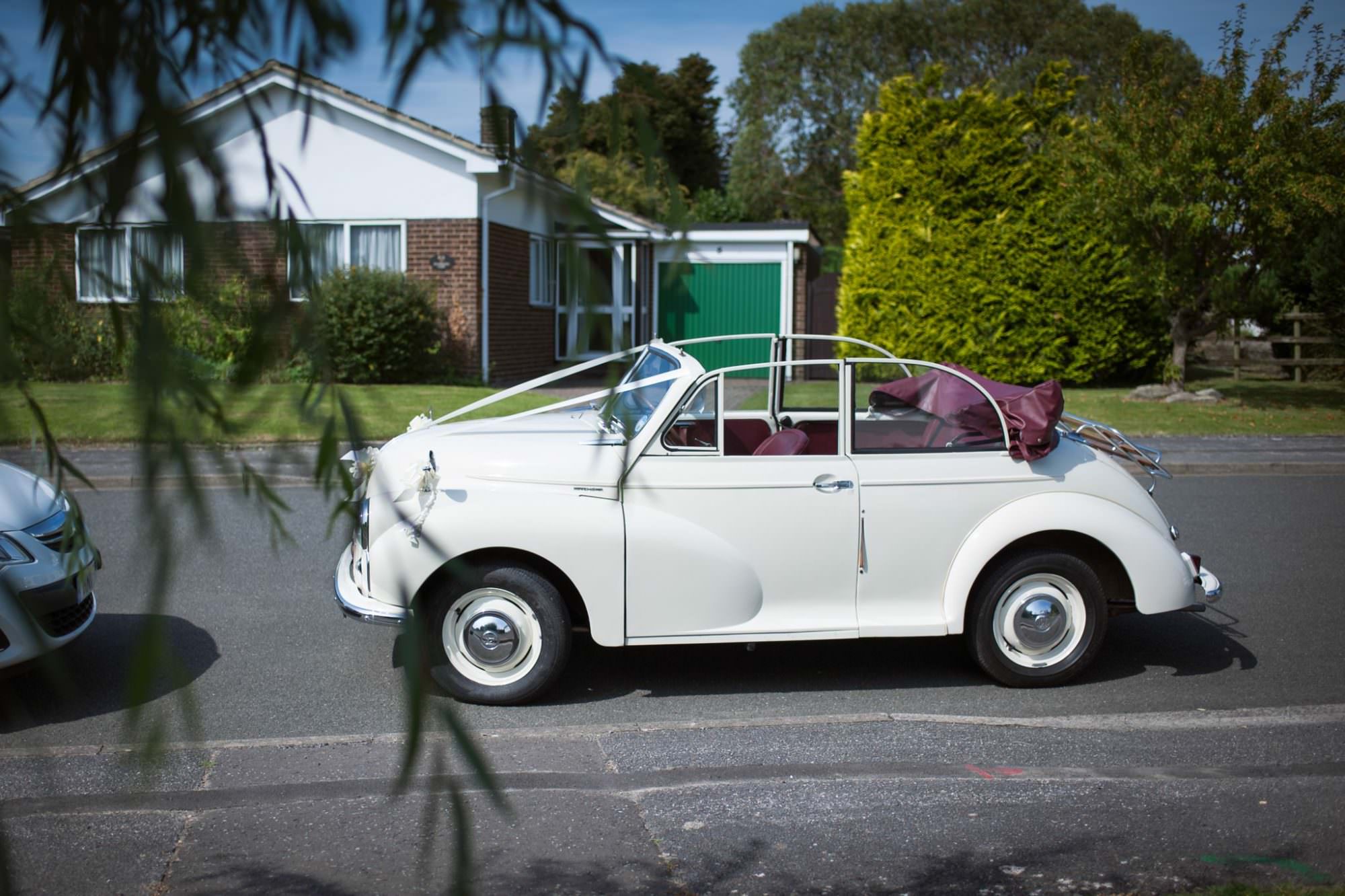 Photograph of Morris Minor Convertible for Dorset Wedding