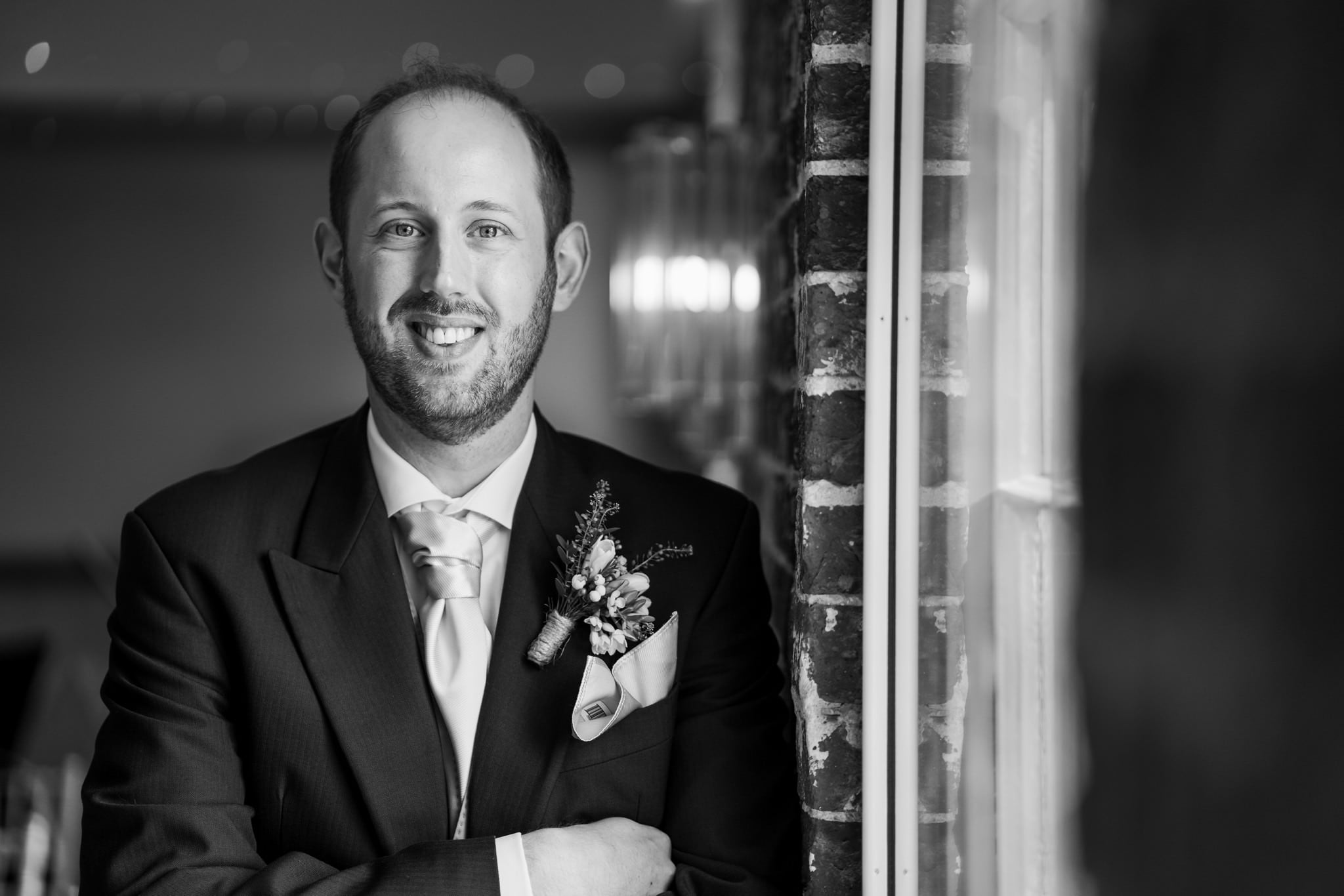 Groom at Sopley Mill spring wedding