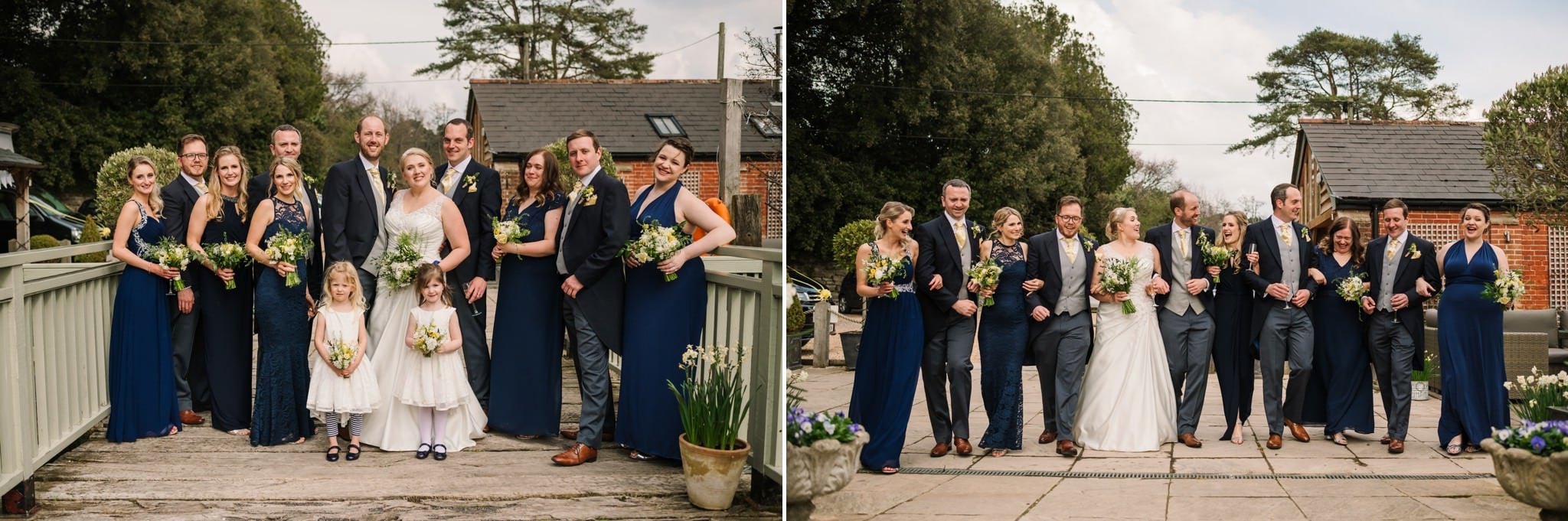 Group photographs at Sopley Mill wedding