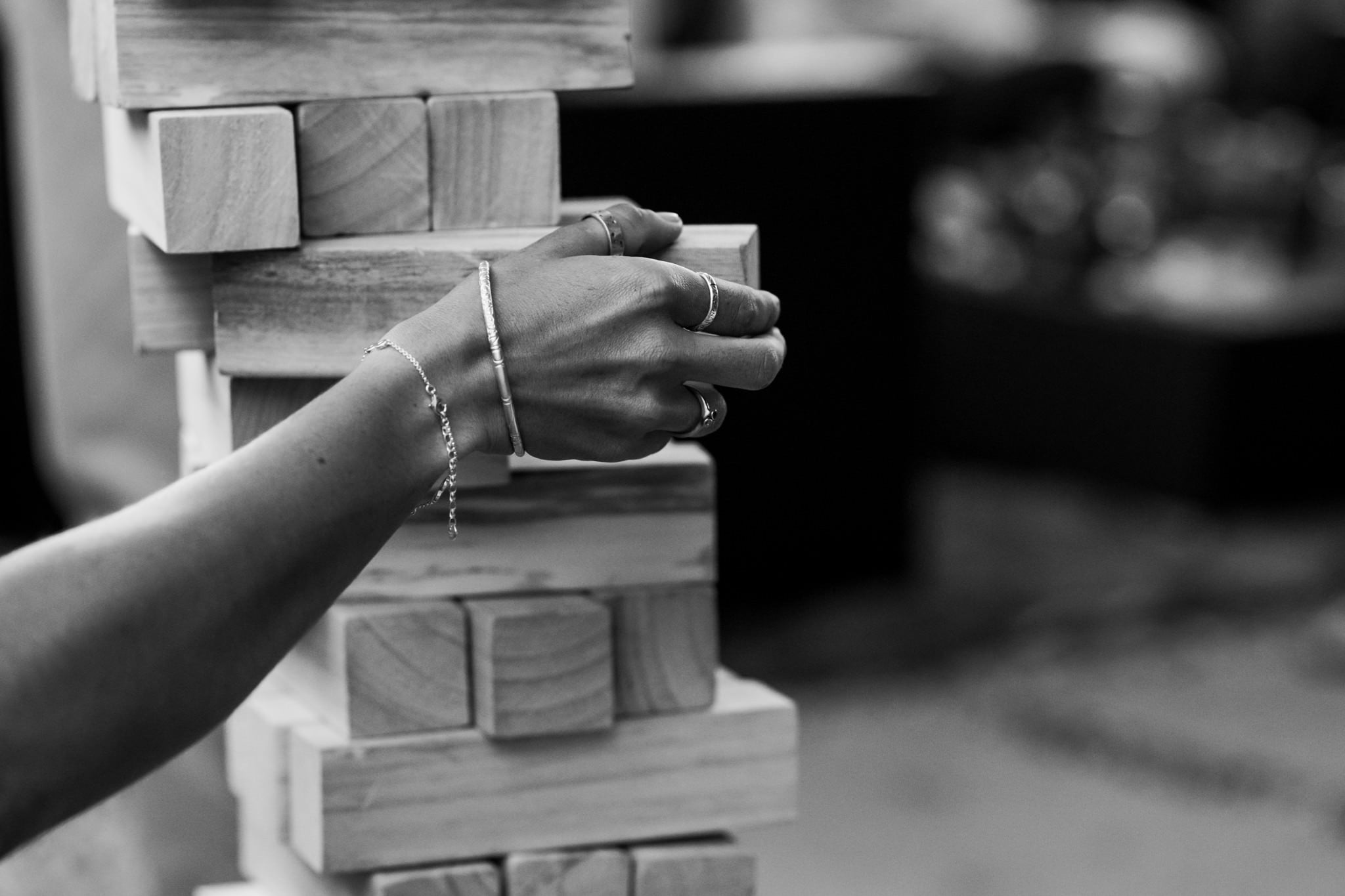 Giant jenga at dorset wedding