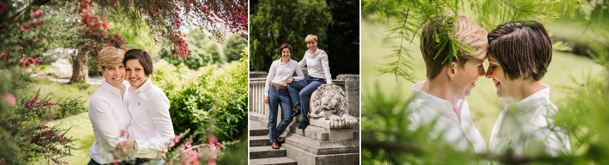 Same-sex Bournemouth Wedding photos in gardens