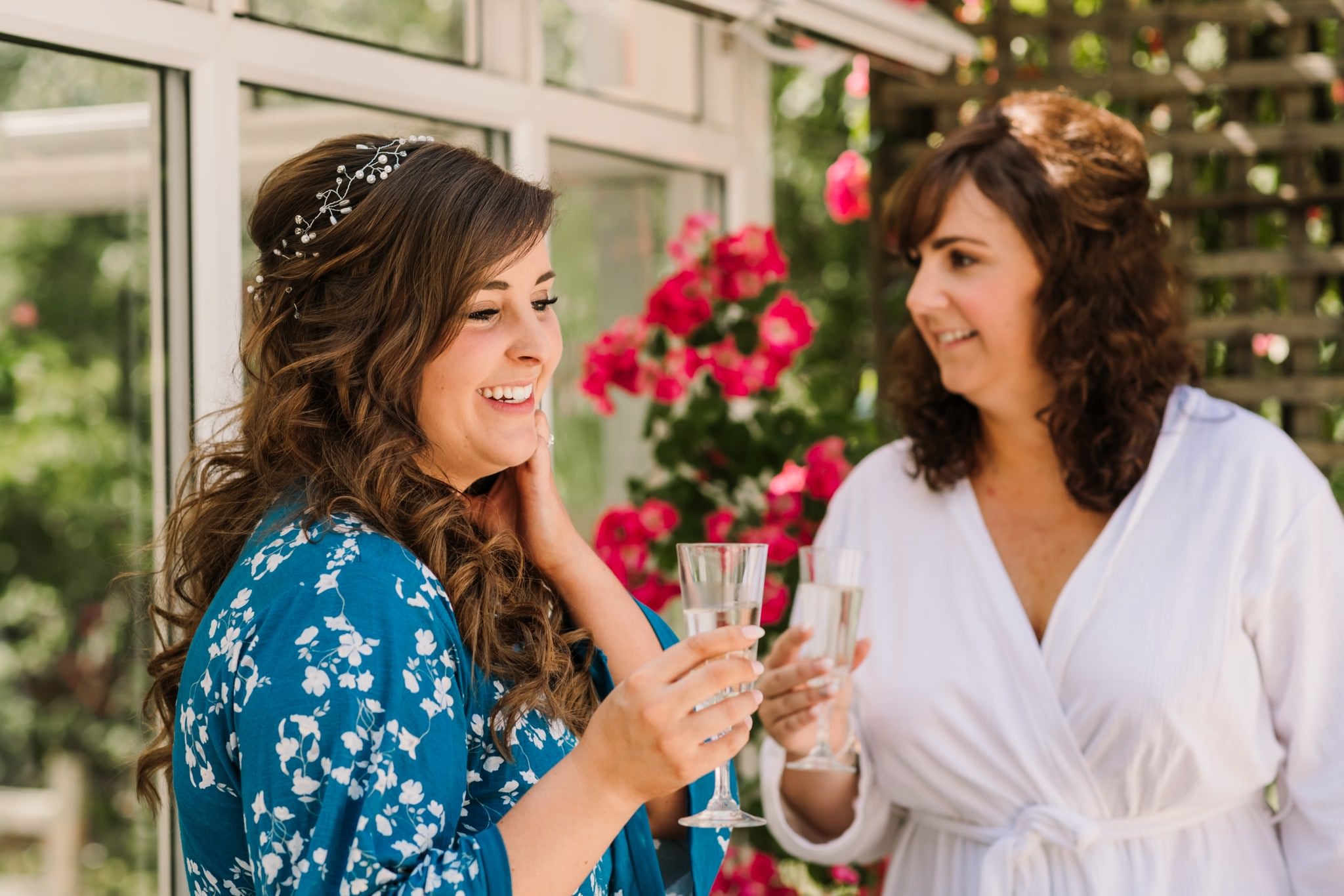 Bride getting ready before Gordleton Mill wedding