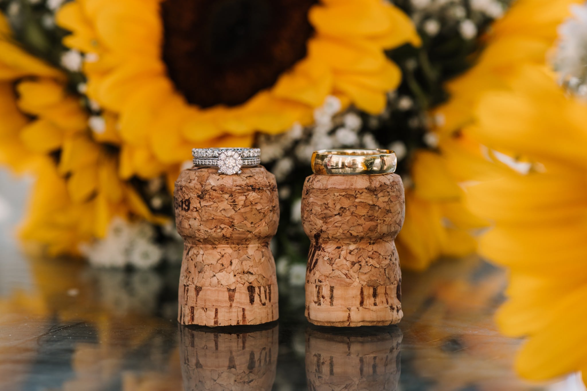 Photography of wedding rings at Gordleton Mill