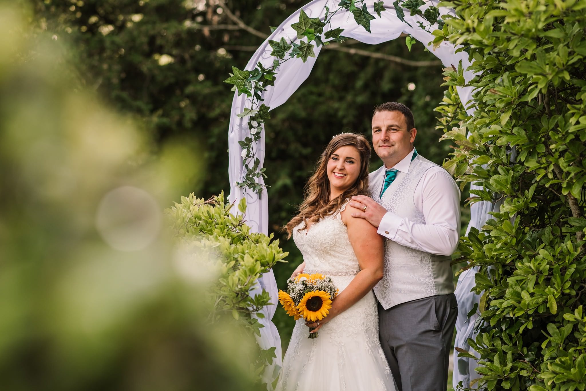 Happy bride and groom at Gordleton Mill wedding
