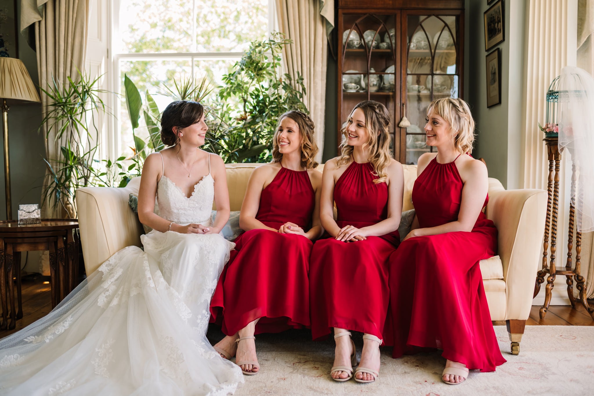 Bride and bridesmaids at Parley Manor Wedding