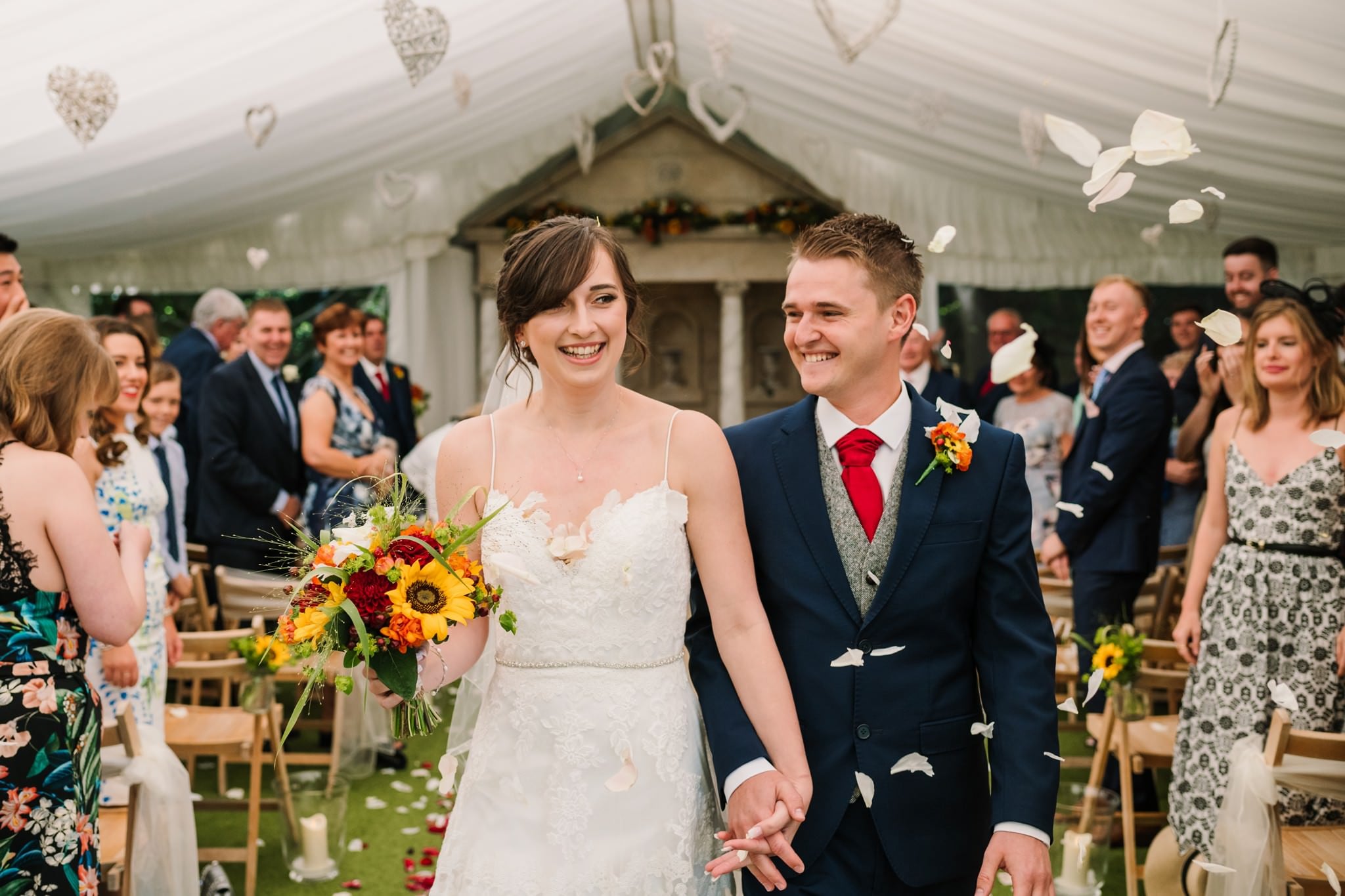 White confetti at Parley Manor Wedding