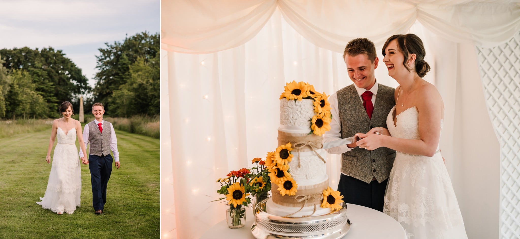 Photos of cutting the cake at Parley Manor Wedding