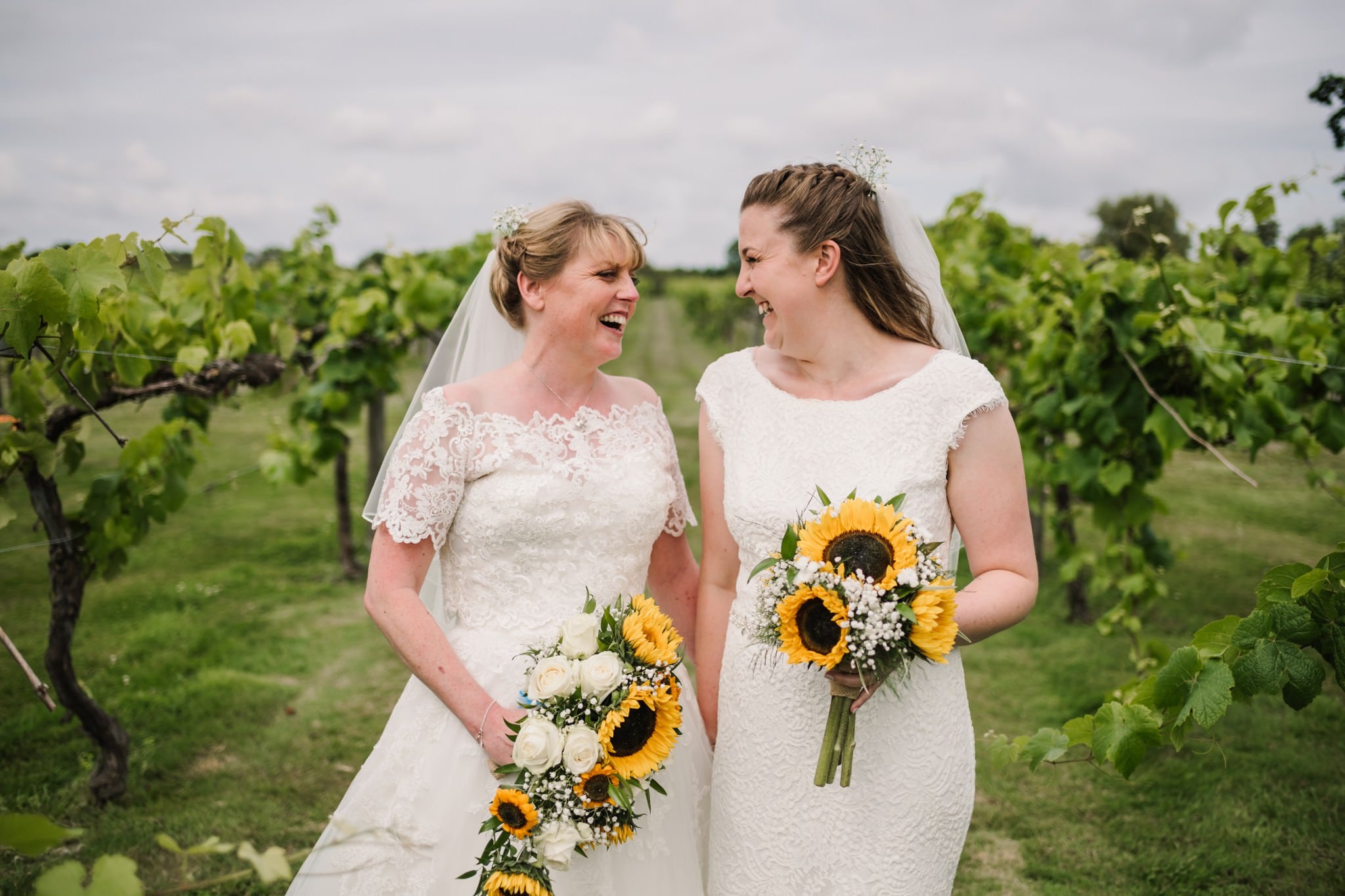 Lesbian brides at Three Choirs Vineyard wedding