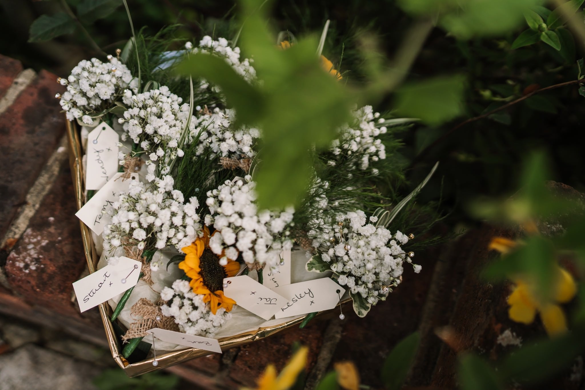 Buttonholes at Three Choirs Vineyard wedding