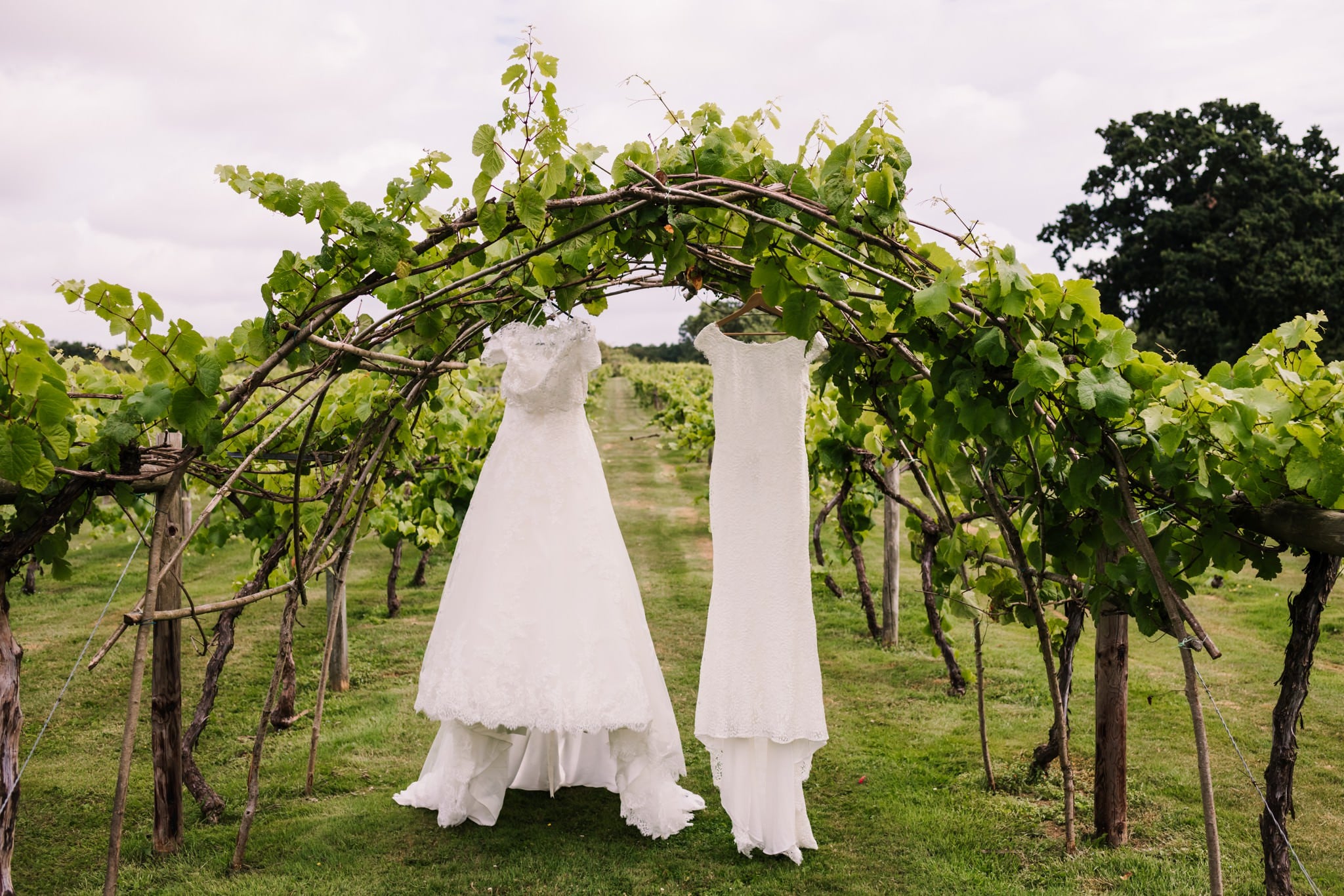Photography of wedding dress at Three Choirs Vineyard Wickham