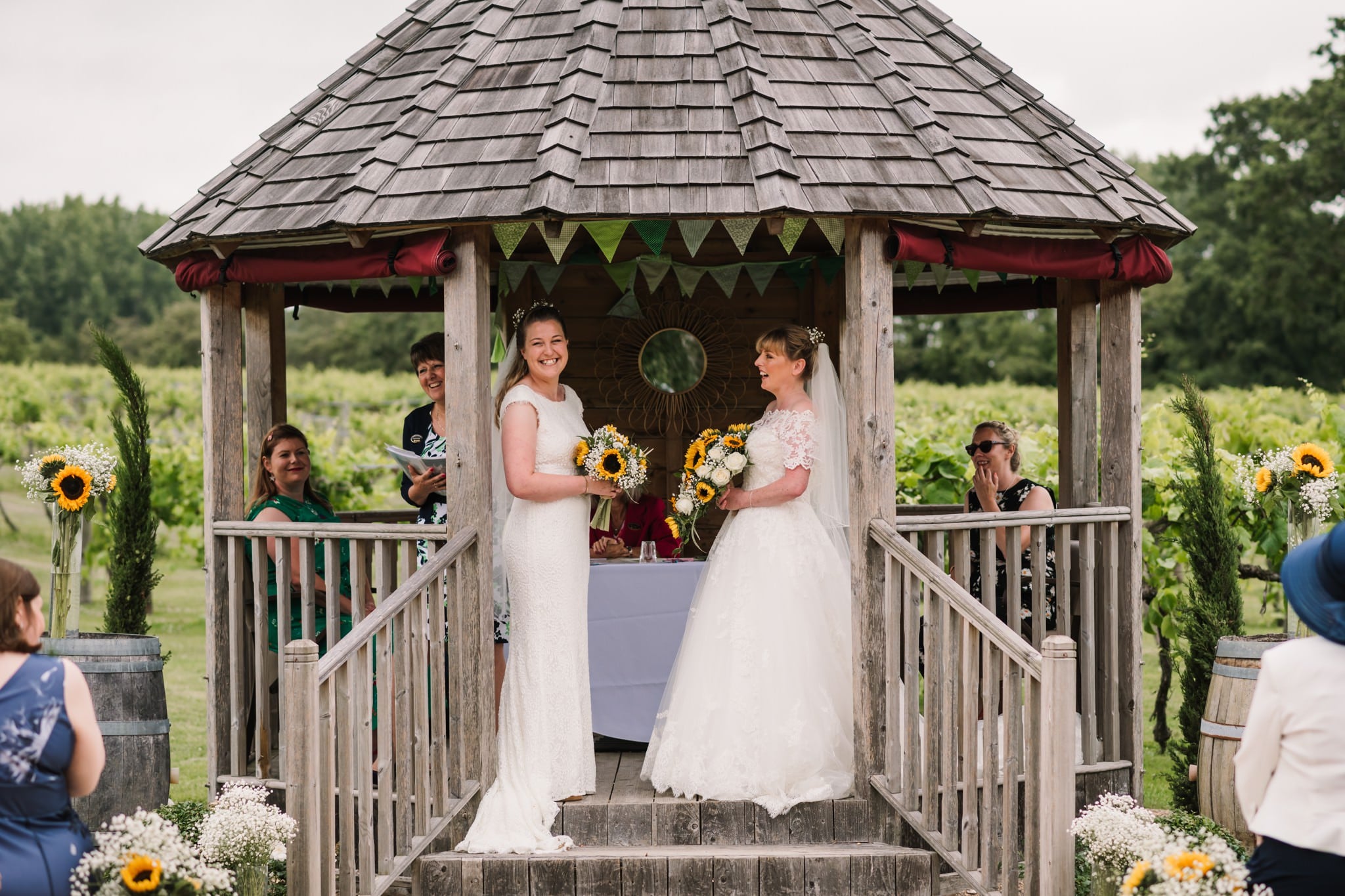 Lesbian brides at Three Choirs Vineyard wedding