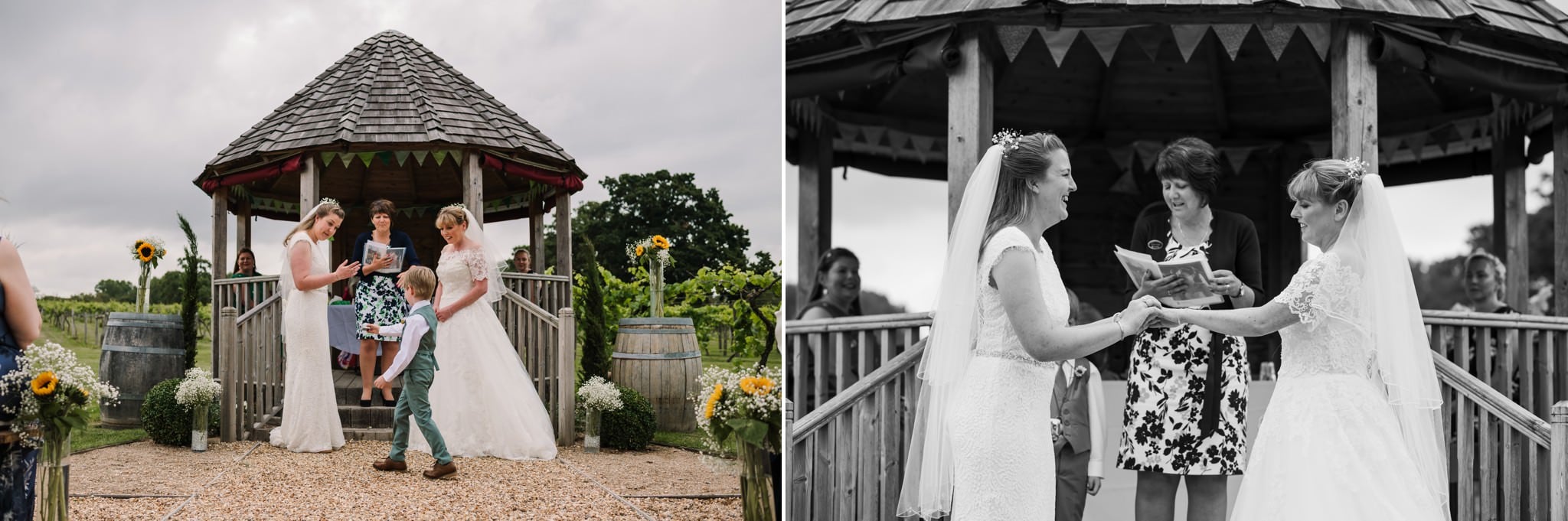 Outdoor wedding ceremony at Three Choirs Vineyard wedding