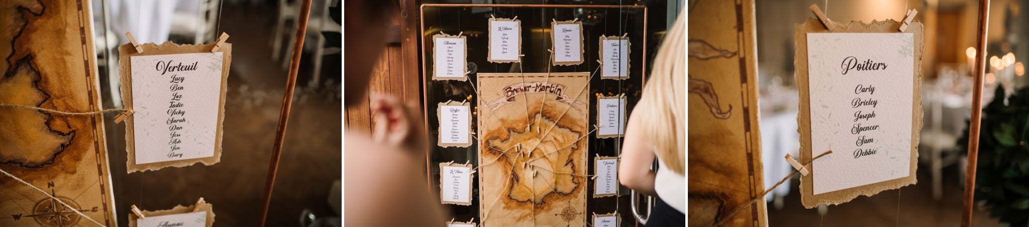 French themed seating plan at Hampshire Wedding