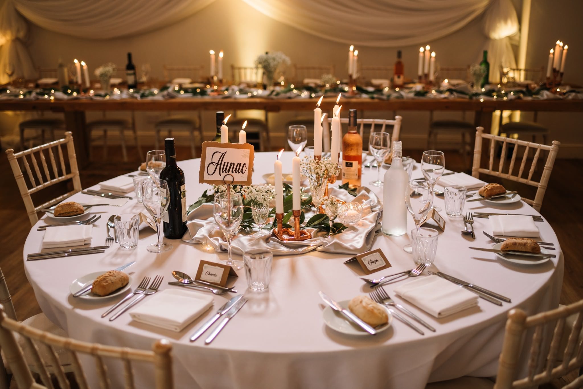 Table set up at Three Choirs Vineyard wedding