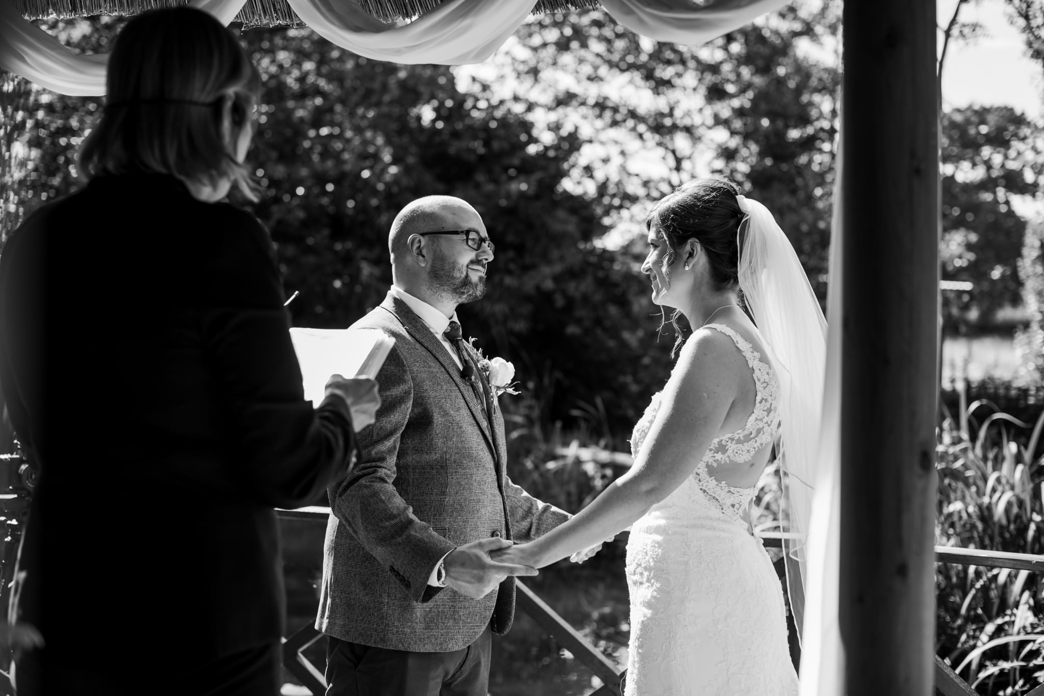 Photography of wedding in secret garden at Gordleton Mill Wedding