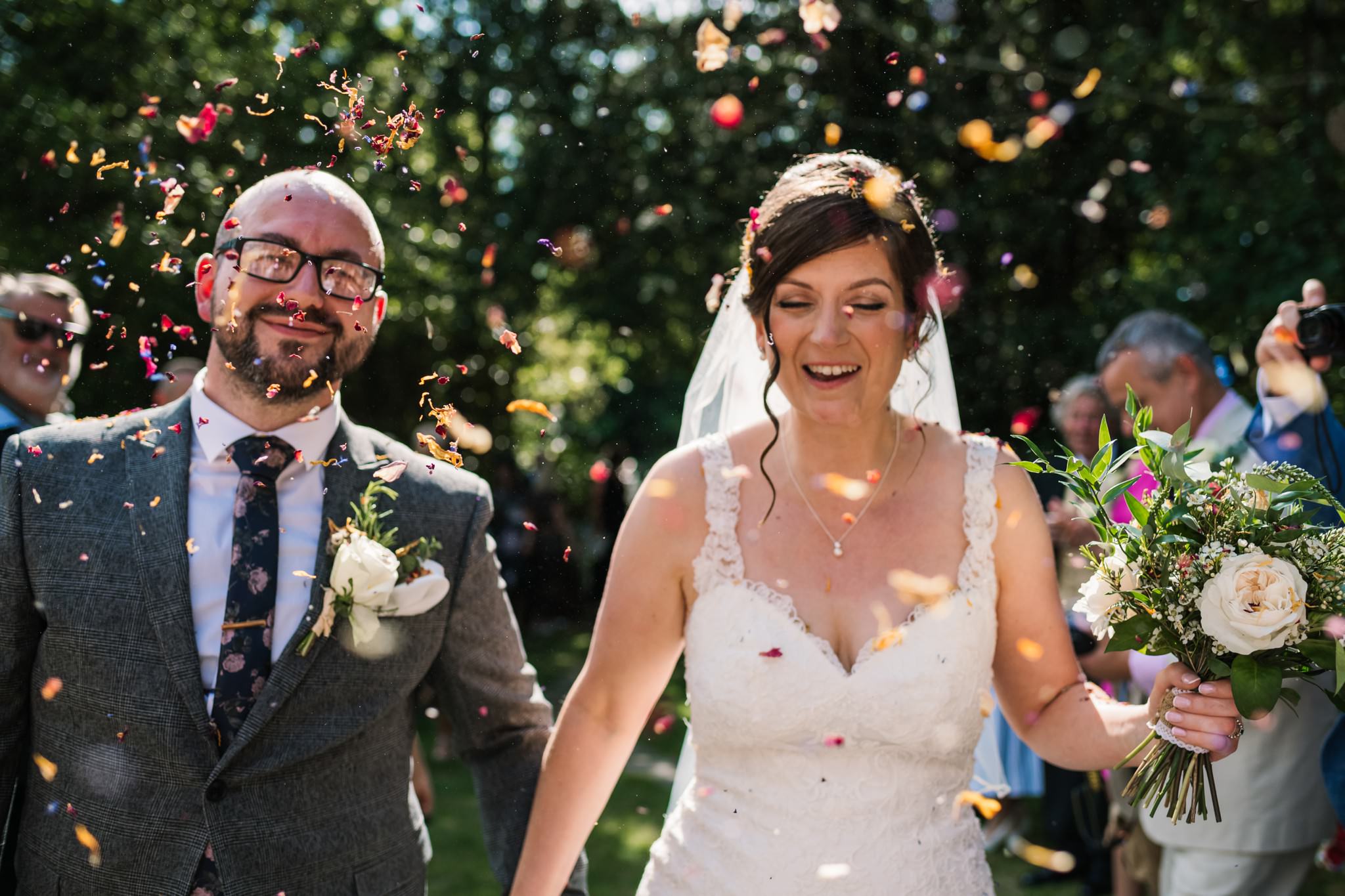 Colourful confetti photos at Gordleton Mill Wedding