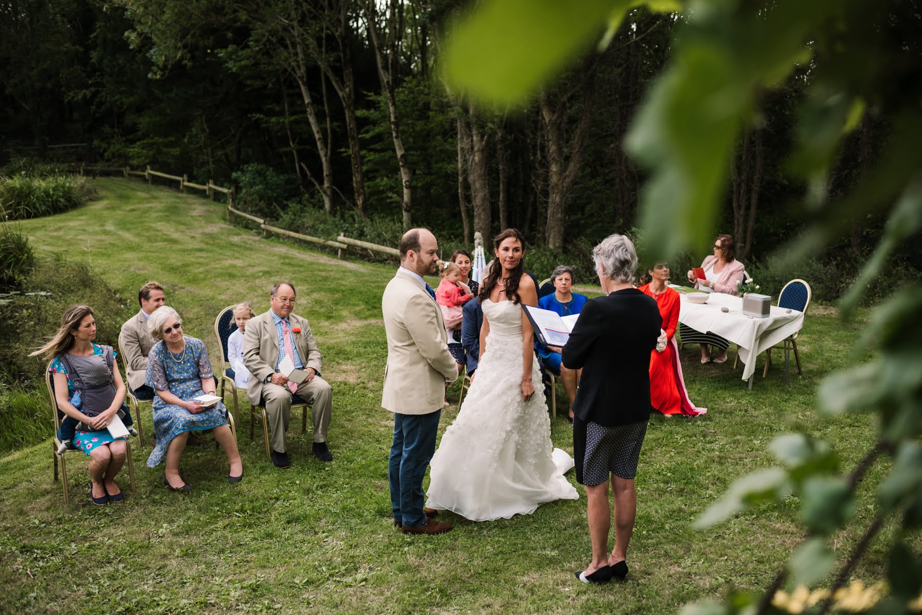 Outdoor wedding ceremony at Luccombe Farm
